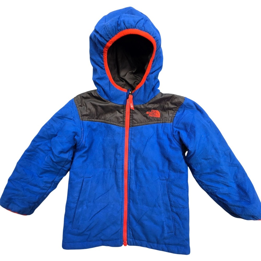 The North Face Jacket Unisex Kids 4T Blue Hooded Fleece Insulated Logo